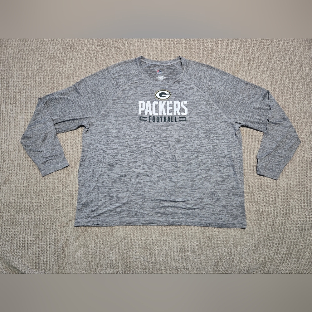 Majestic Packers Football Shirt Long Sleeve Size 4XL Green Bay Packers Shirt - Picture 2 of 5